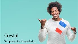  Presentation with france flag - Audience pleasing PPT layouts consisting of afro american man flag backdrop and a arctic colored foreground