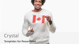  Presentation with canada flag - Slide set consisting of afro american man flag of canada over isolated background with a happy face standing and smiling with a confident smile showing teeth background and a white colored foreground
