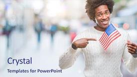  Presentation with america flag - Cool new slide deck with afro american man flag backdrop and a  colored foreground