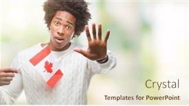  Presentation with canada flag - Colorful slide deck enhanced with afro american man flag of canada over isolated background with open hand doing stop sign with serious and confident expression defense gesture backdrop and a lemonade colored foreground