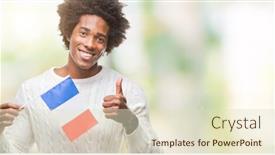  Presentation with france flag - Theme having afro american man flag of france over isolated background happy with big smile doing ok sign thumb up with fingers excellent sign background and a soft green colored foreground