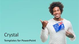  Presentation with american flag - Slide deck enhanced with afro american man flag background and a  colored foreground