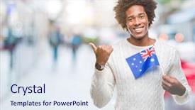  Presentation with australia - Beautiful PPT theme featuring afro american man flag backdrop and a sky blue colored foreground