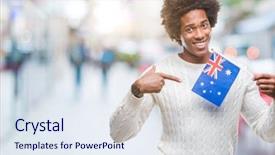  Presentation with australia - Presentation design consisting of afro american man flag background and a sky blue colored foreground
