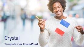  Presentation with france flag - Slides having afro american man flag background and a sky blue colored foreground