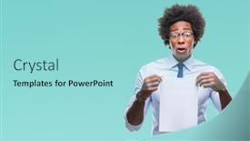  Presentation with afro - Colorful PPT theme enhanced with afro-american-man-holding-blank backdrop and a arctic colored foreground