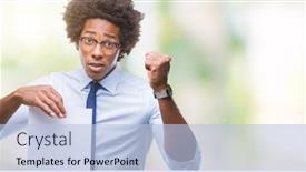  Presentation with afro - PPT layouts featuring afro-american-man-holding-blank and a light blue colored foreground