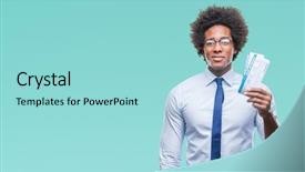  Presentation with afro - PPT theme featuring afro american man holding boarding background and a arctic colored foreground