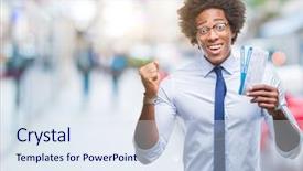  Presentation with southwest native american - Cool new slide deck with afro american man holding boarding backdrop and a  colored foreground