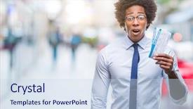  Presentation with afro - Theme enhanced with afro american man holding boarding background and a  colored foreground