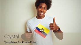  Presentation with american flag - Beautiful PPT theme featuring afro-american-man-holding-colombia backdrop and a mint green colored foreground