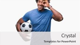  Presentation with american football - Theme enhanced with afro american man holding football background and a  colored foreground