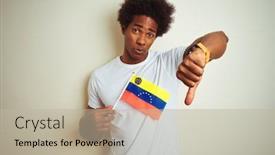  Presentation with venezuela - Colorful presentation enhanced with afro-american-man-holding-venezuela backdrop and a mint green colored foreground