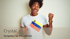  Presentation with venezuela - Slides with afro-american-man-holding-venezuela background and a mint green colored foreground