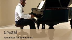  Presentation with arabic music arab man playing - PPT layouts enhanced with african americans art - afro american man playing piano background and a coral colored foreground