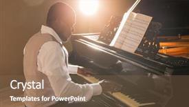  Presentation with afro - PPT theme consisting of afro american man playing piano background and a violet colored foreground