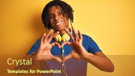  Presentation with american heart - Presentation theme featuring afro-american-man-with-dreadlocks background and a tawny brown colored foreground