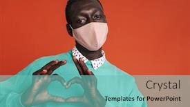  Presentation with red medical - Audience pleasing theme consisting of afro-american-man-with-medical backdrop and a seafoam green colored foreground