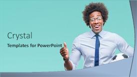  Presentation with proud american - PPT theme having afro american manager man holding soccer ball over isolated background screaming proud and celebrating victory and success very excited cheering emotion background and a arctic colored foreground