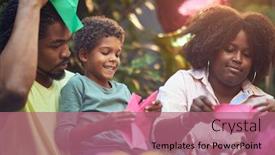  Presentation with parenting - PPT theme having afro-american-mom-and-dad background and a coral colored foreground