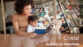  Presentation with bedtime story - Colorful presentation theme enhanced with afro-american-mother-reading-bedtime backdrop and a coral colored foreground