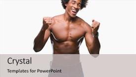  Presentation with jesus body bread and wine - Presentation theme having afro american shirtless man showing background and a light gray colored foreground