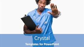  Presentation with hand surgeon - Colorful slides enhanced with afro american surgeon doctor holding clipboard man over isolated background with open hand doing stop sign with serious and confident expression defense gesture backdrop and a teal colored foreground