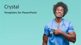  Presentation with hand surgeon - Theme with afro american surgeon doctor man background and a light blue colored foreground