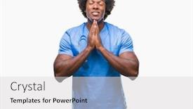  Presentation with praying hands - PPT layouts enhanced with afro american surgeon doctor man over isolated background praying with hands together asking for forgiveness smiling confident background and a light gray colored foreground