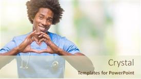  Presentation with american heart - PPT theme consisting of afro american surgeon doctor man over isolated background smiling in love showing heart symbol and shape with hands romantic concept background and a cream colored foreground