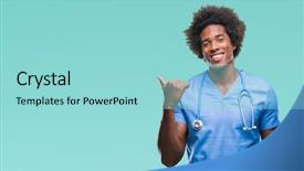  Presentation with afro - Presentation design enhanced with afro american surgeon doctor man background and a  colored foreground