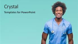  Presentation with happy sad face man - Audience pleasing presentation consisting of afro american surgeon doctor man backdrop and a light blue colored foreground