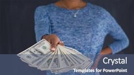  Presentation with afro - Beautiful theme featuring afro american woman holding money backdrop and a ocean colored foreground