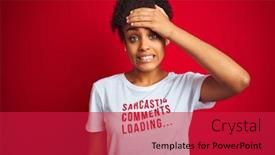  Presentation with afro - Presentation consisting of afro american woman wearing funny t-shirt with irony comments over isolated red background stressed with hand on head shocked with shame and surprise face angry and frustrated fear and upset background and a red colored foreground