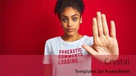  Presentation with afro - PPT theme having ironic - afro american woman wearing funny background and a crimson colored foreground