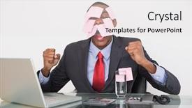  Presentation with afro - PPT theme with afro businessman with blank notes background and a white colored foreground