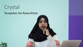  Presentation with sad girl - PPT layouts featuring afro-girl-wearing-a-hijab background and a sky blue colored foreground