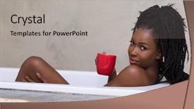  Presentation with tub - PPT theme enhanced with afro hair dreaming in bath background and a light gray colored foreground