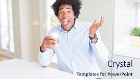  Presentation with winner cup - PPT theme having afro hair drinking a cup background and a  colored foreground