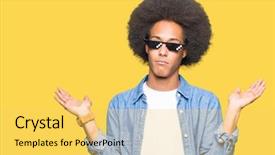  Presentation with afro - Presentation design featuring afro hair wearing thug background and a yellow colored foreground