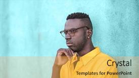  Presentation with thinking - Theme consisting of afro man thinking in front background and a  colored foreground