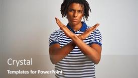  Presentation with afro - Slides with afro-man-with-dreadlocks-wearing background and a coral colored foreground