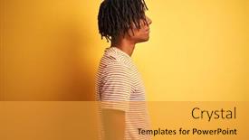  Presentation with afro - Cool new PPT theme with afro-man-with-dreadlocks-wearing backdrop and a gold colored foreground