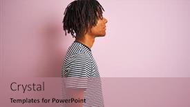  Presentation with navy - Slides with afro-man-with-dreadlocks-wearing background and a coral colored foreground