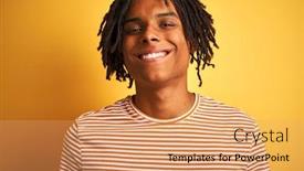  Presentation with kids tee shirt - Colorful slide deck enhanced with afro-man-with-dreadlocks-wearing backdrop and a coral colored foreground