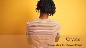  Presentation with afro - Beautiful PPT theme featuring afro-man-with-dreadlocks-wearing backdrop and a gold colored foreground