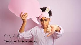  Presentation with face mask - Cool new theme with pajama and mask holding speech backdrop and a coral colored foreground