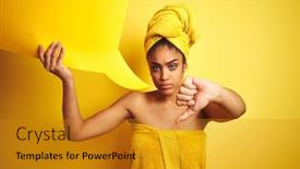  Presentation with afro - Colorful slide set enhanced with afro-woman-wearing-towel backdrop and a gold colored foreground
