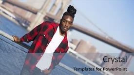  Presentation with lonely man new zealand tourists - Amazing PPT theme having afroamerican man in new york backdrop and a seafoam green colored foreground