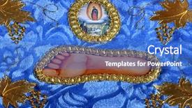  Presentation with orthodox - Slide set consisting of afterlife - jesus foot icon from serbian background and a teal colored foreground